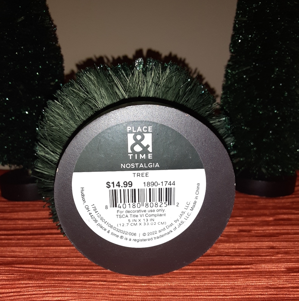 PLACE & TIME Green Glitter Bottle Sisal Brush Tree Christmas Holiday Trio 🎄🎄🎄 - Picture 3 of 4